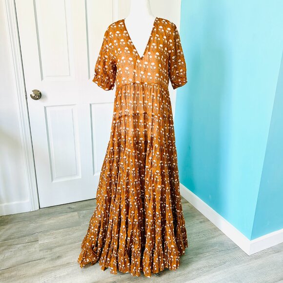 Daughters of India Chaaya Brown Floral Maxi Dress - Picture 5 of 12